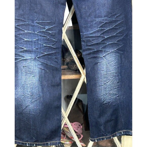 Machine Men Dark Blue Jean Sz 38x32 Distressed Straight Leg Relaxed Fit Denim T4 - Picture 7 of 11